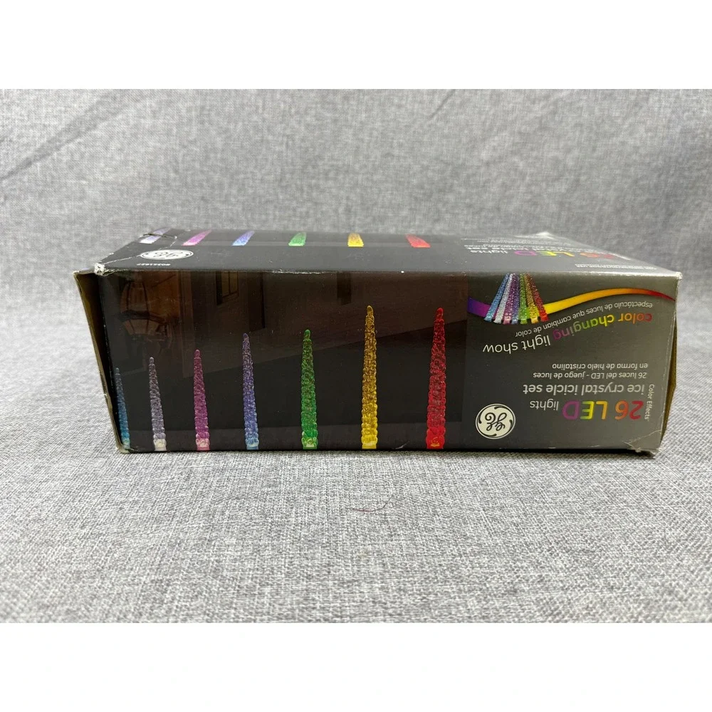 NEW GE LED Color Changing Ice Crystal Icicle Lights Set 20.8ft 26ct Holiday